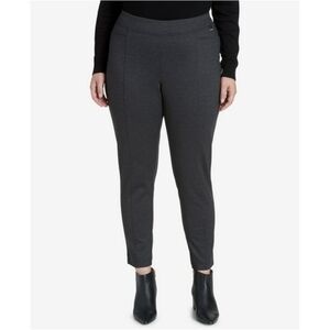 NWT Calvin Klein Black Grey Ponte Knit Elastic Pull On Career Pants Size 2X